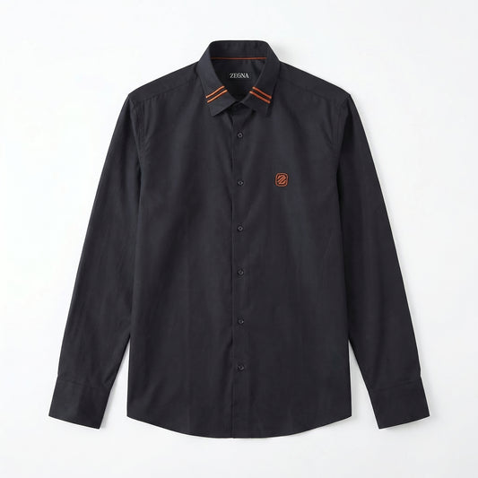 Zegna Linen Shirt Dark Blue