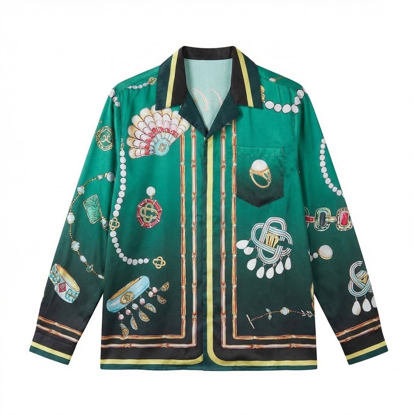 CASABLANCA Mason D'Ete Cuban Collar Silk Shirt