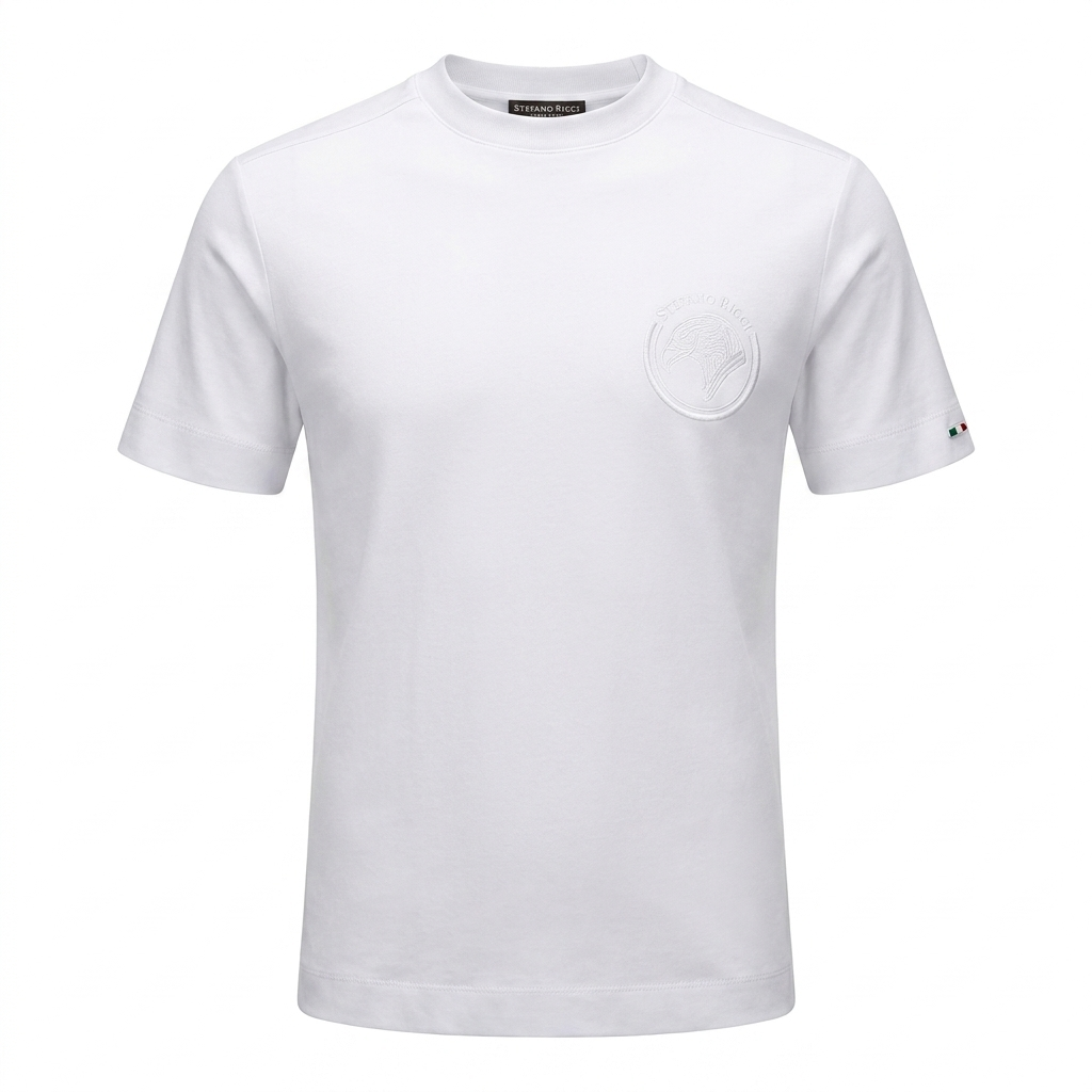 Stefano Ricci Embossed Logo T-Shirt – White