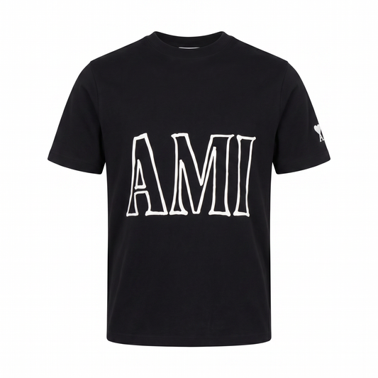 AMI Paris Logo Print T-Shirt – Black