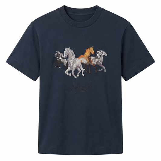 Hermes Horses Graphic T-Shirt – Navy