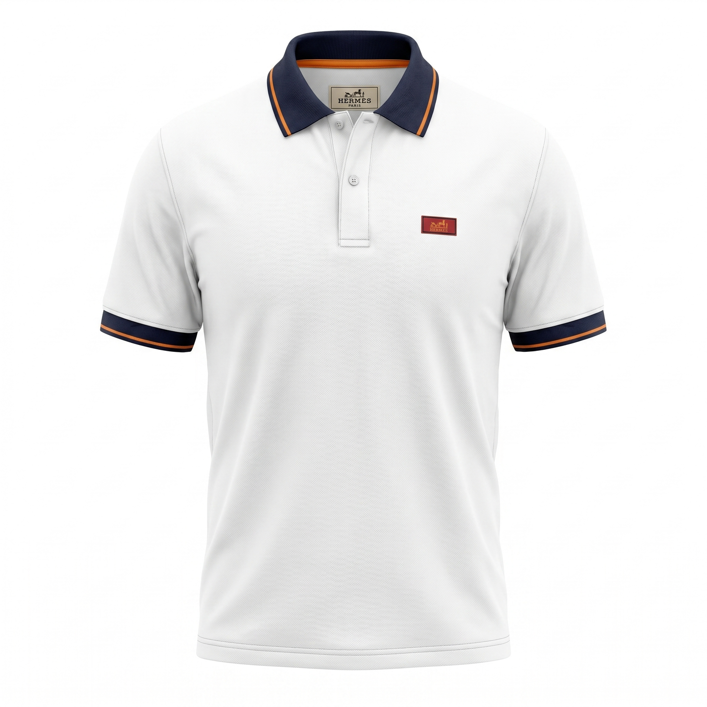 Hermes Classic Polo T-Shirt – White & Navy Edition