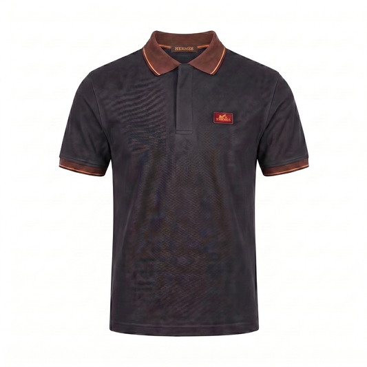 Hermes Textured Polo T-Shirt – Dark Brown Edition