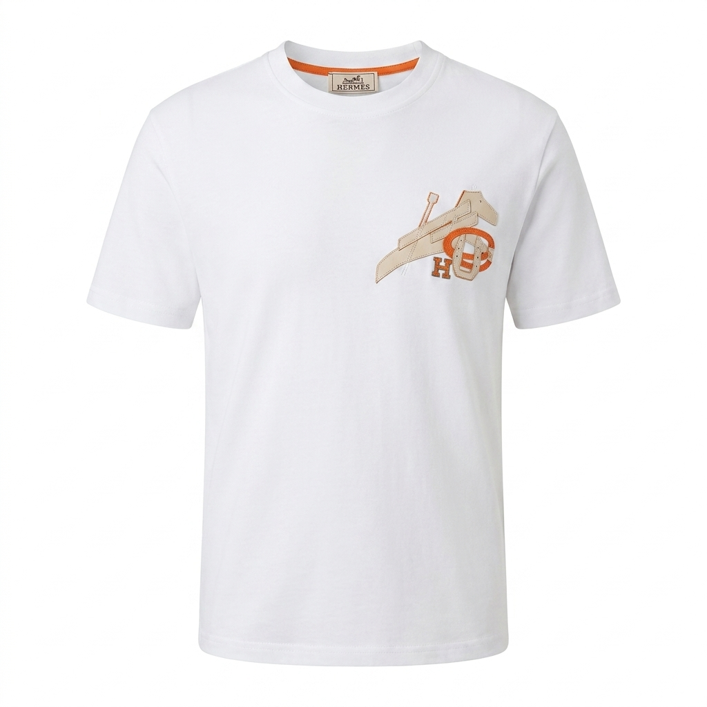 Hermes Graphic Logo T-Shirt – White & Orange Edition