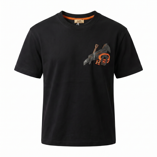 Hermes Graphic Logo T-Shirt – Black & Orange Edition