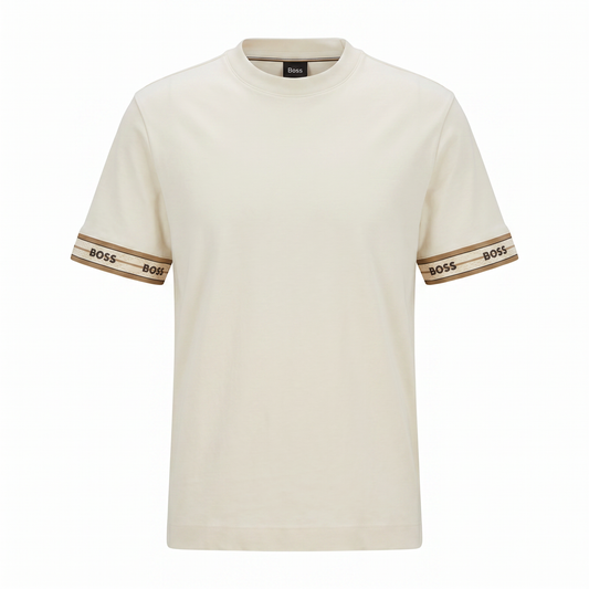 Boss Signature Sleeve T-Shirt – Beige Edition