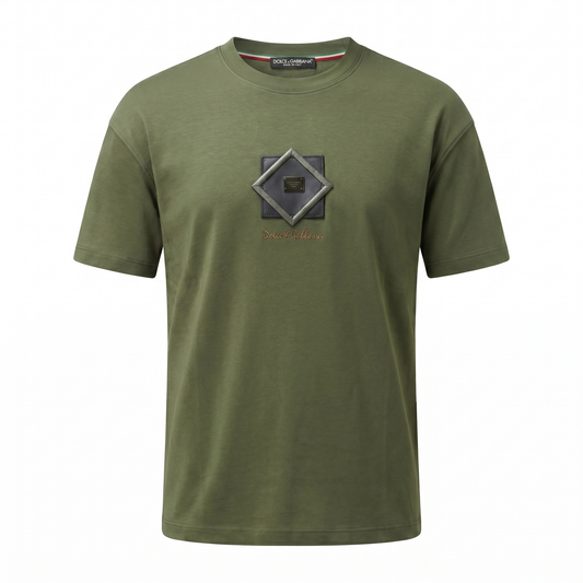 Dolce & Gabbana Minimal Badge T-Shirt – Olive Green