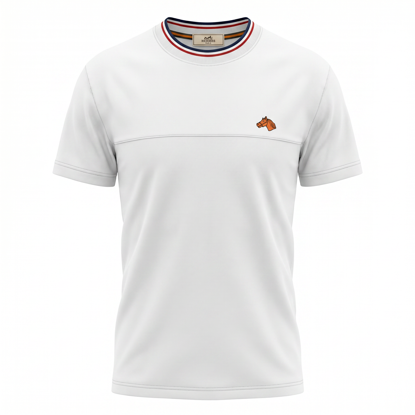 Hermès Signature Collar Detail T-Shirt – White