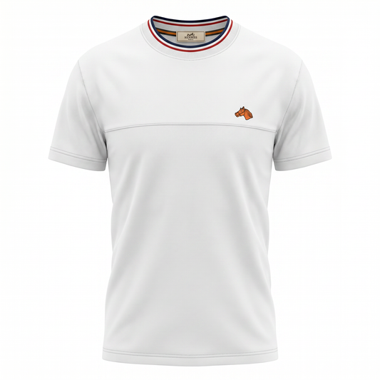 Hermès Signature Collar Detail T-Shirt – White