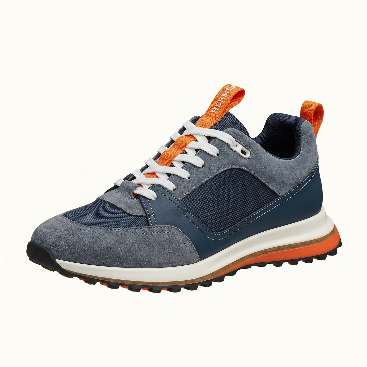 Hermès Apex Trail Sneakers – Navy Blue & Orange