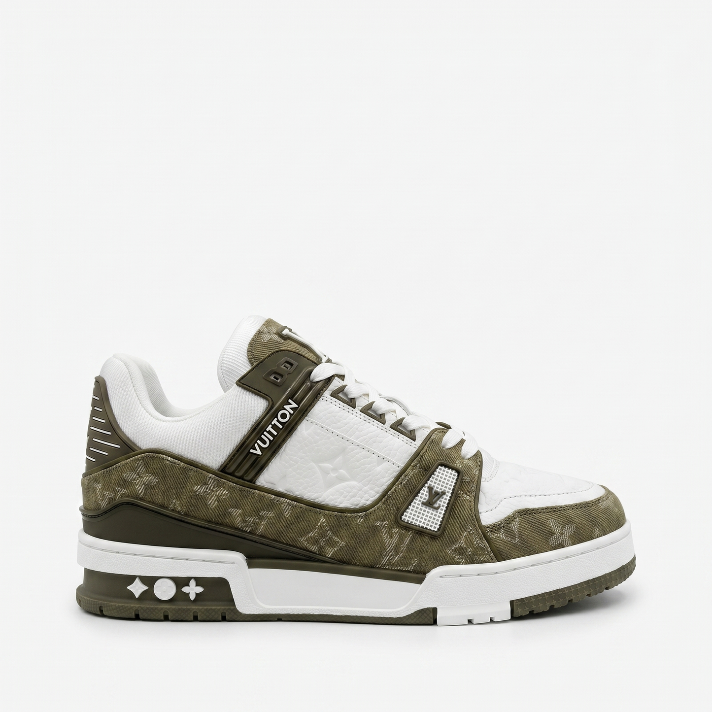 White Olive Monogram Chunky Sneaker