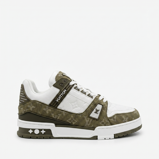 White Olive Monogram Chunky Sneaker