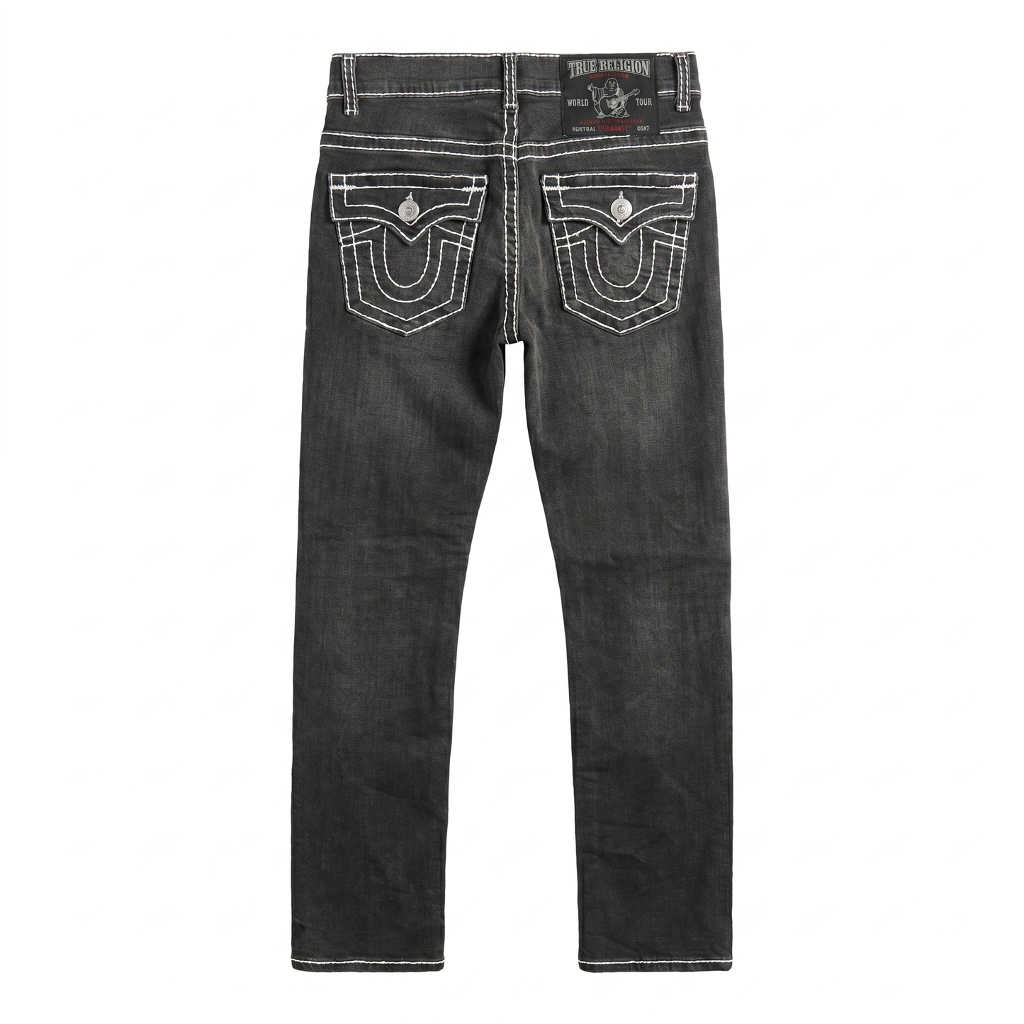 True Religion Vintage Grey Contrast Stitch Slim Jeans