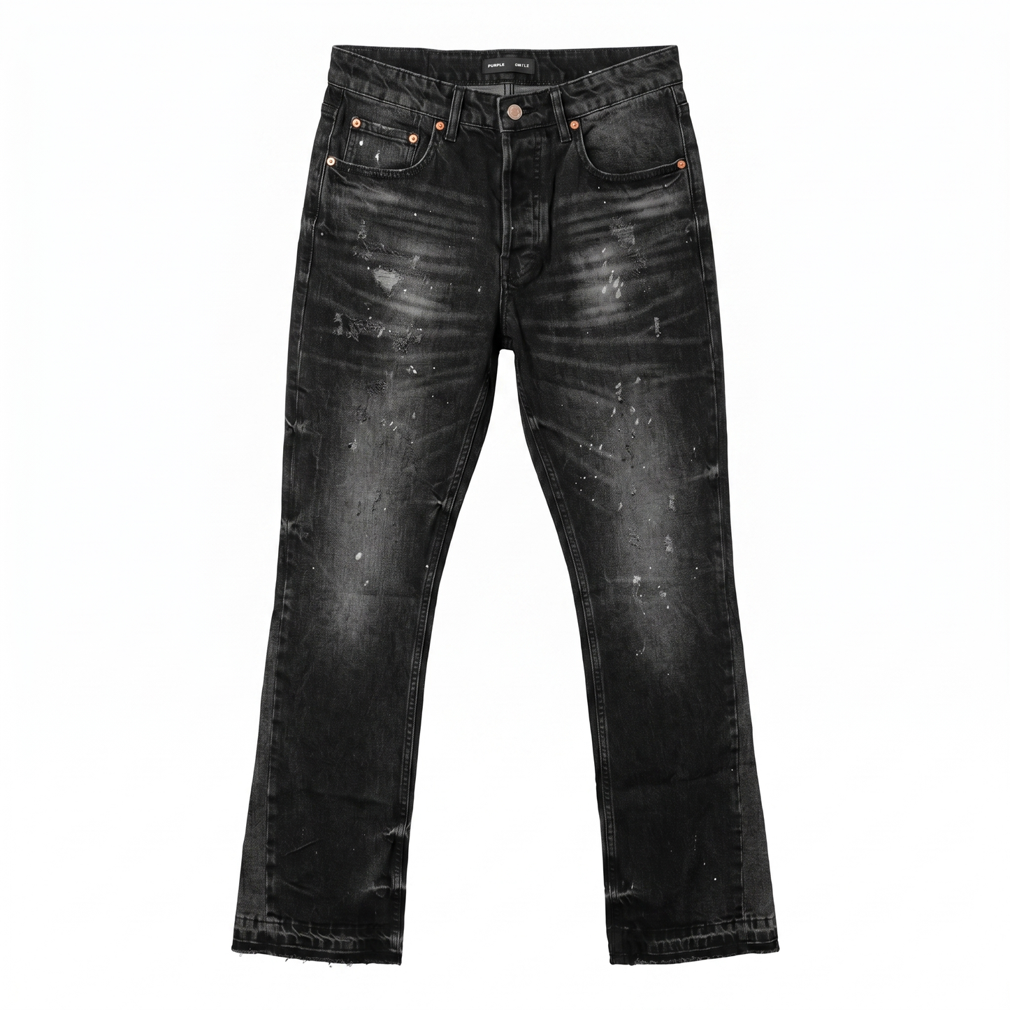 PURPLE BRAND Black Distressed Bootcut Jeans