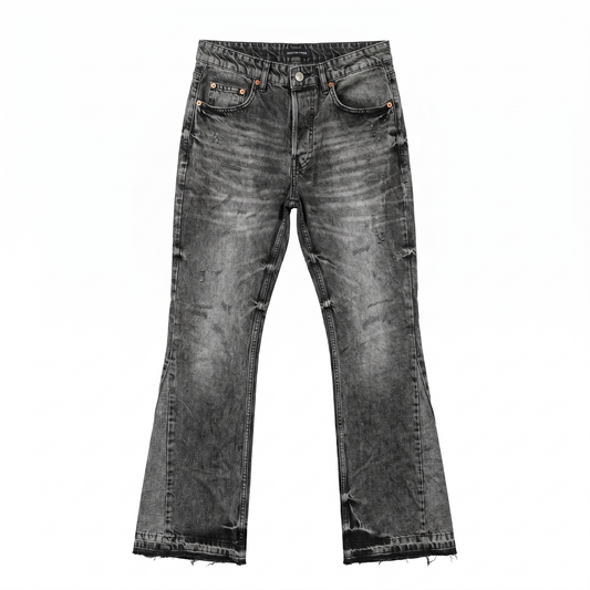 PURPLE BRAND Vintage Grey Distressed Bootcut Jeans