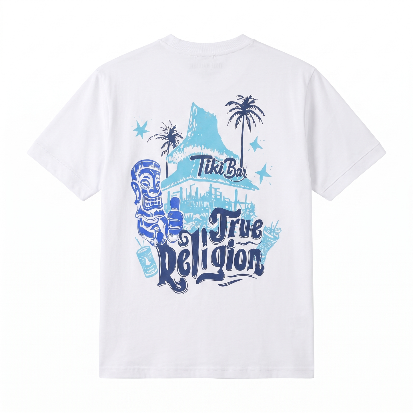 True Religion Tiki Bar Graphic White T-Shirt