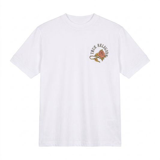 True Religion Serpent Rose Graphic White T-Shirt