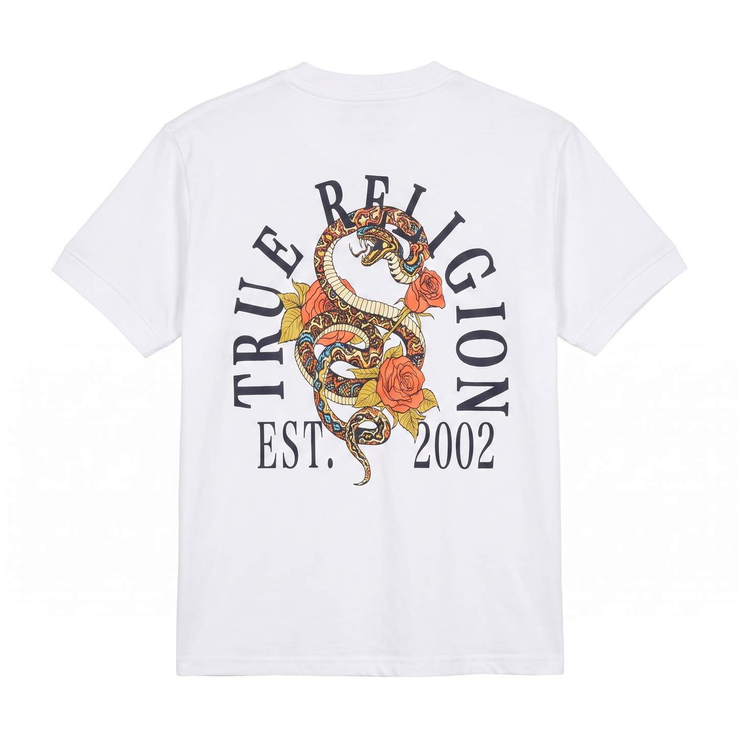 True Religion Serpent Rose Graphic White T-Shirt