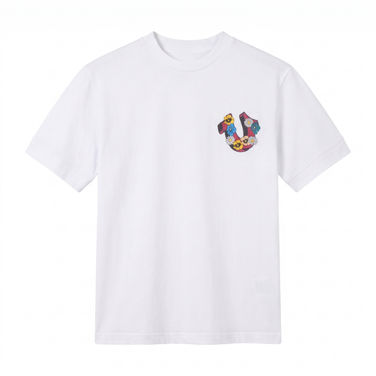 True Religion Floral Horseshoe Graphic White T-Shirt