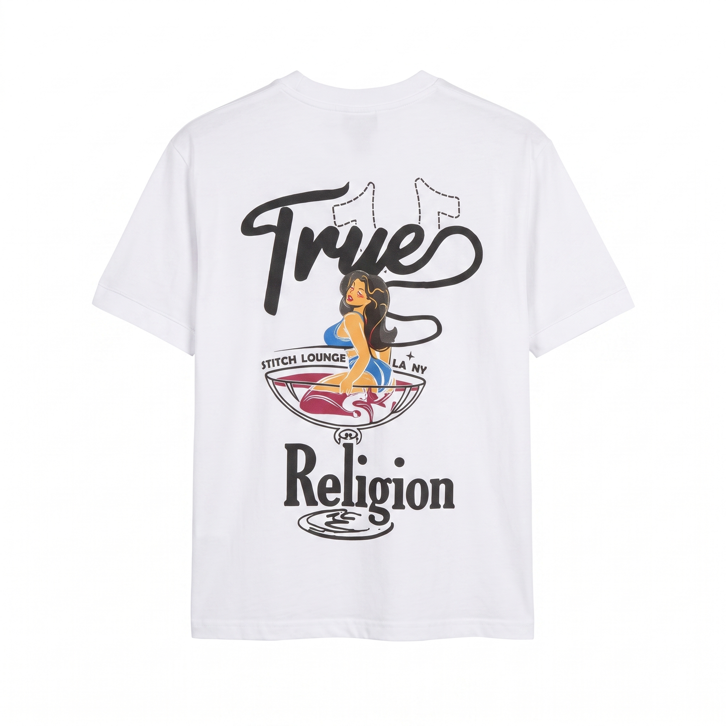 True Religion Pin-Up Graphic White T-Shirt