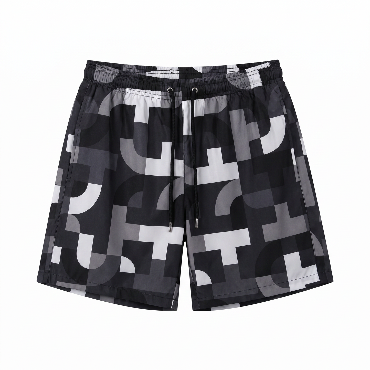 Hermès Geometric Print Swim Shorts - Black/Grey