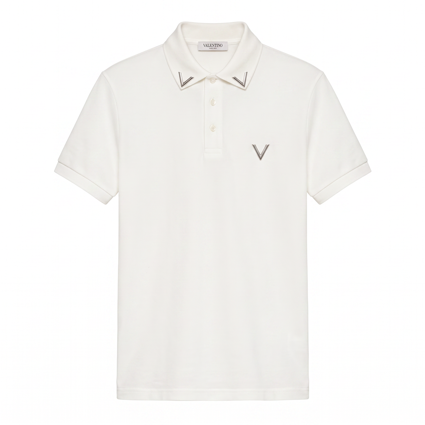 Valentino VLogo Signature Piqué Polo Shirt – Ivory White