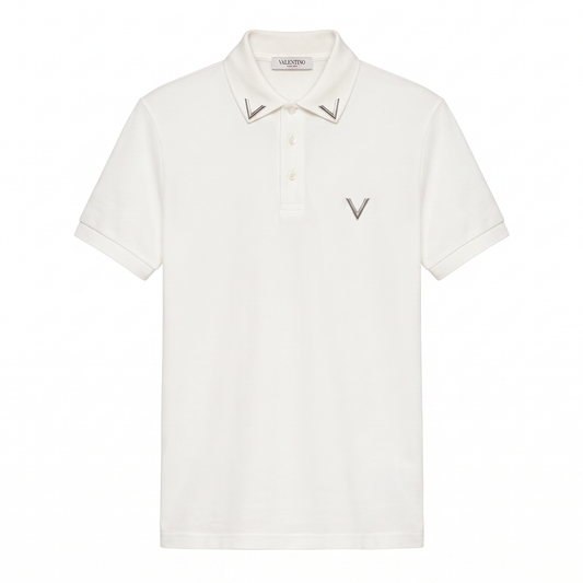 Valentino VLogo Signature Piqué Polo Shirt – Ivory White