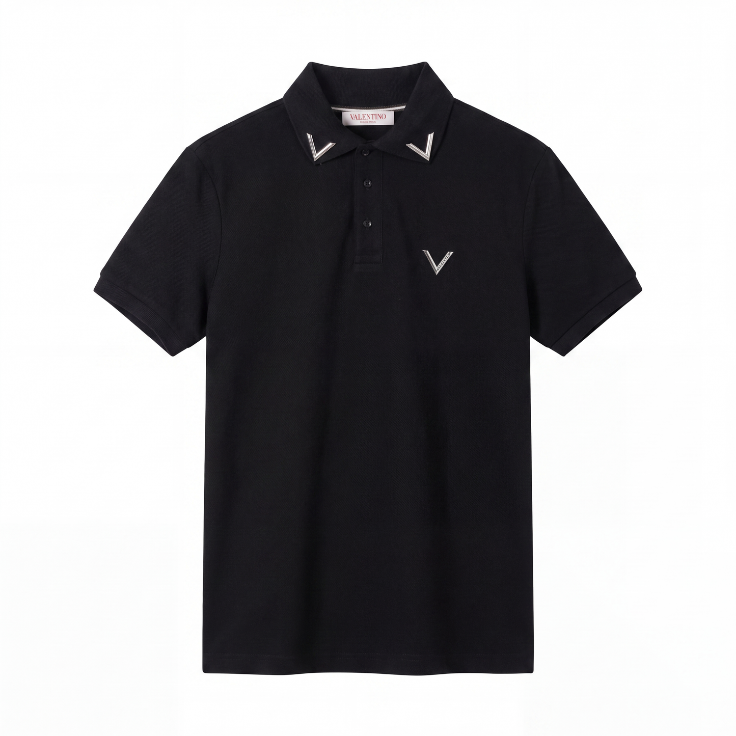 Valentino VLogo Signature Piqué Polo Shirt – Jet Black