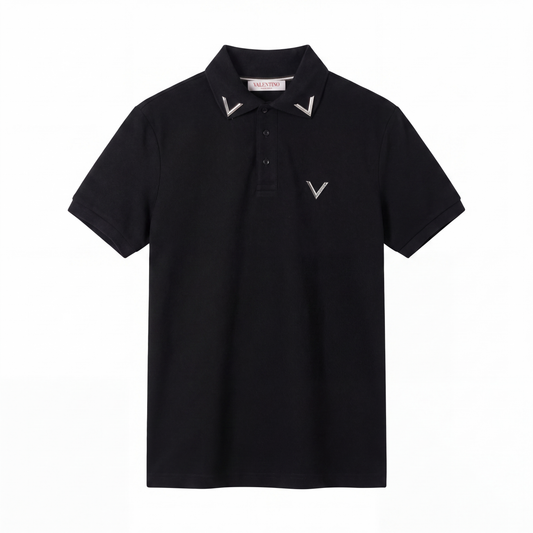 Valentino VLogo Signature Piqué Polo Shirt – Jet Black
