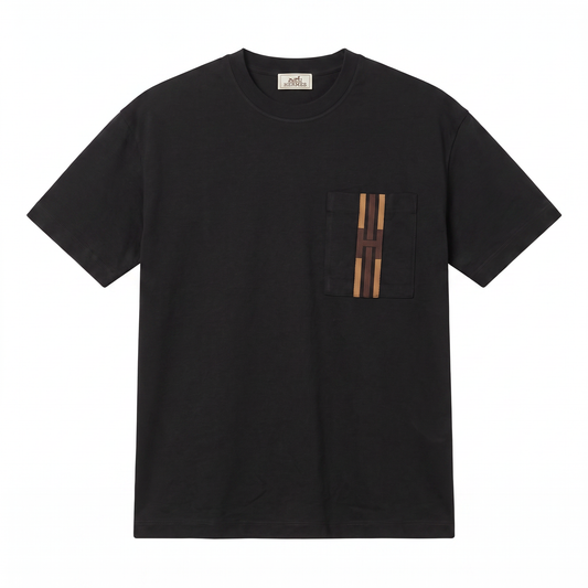Hermès Embroidered Pocket Cotton T-Shirt – Jet Black