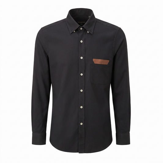 ZEGNA Urban Charcoal Leather-Trim Shirt