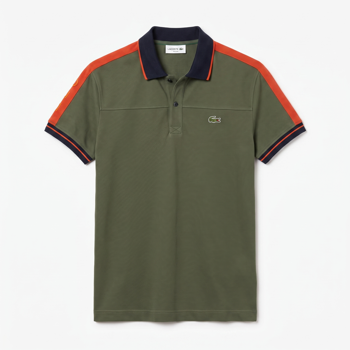 Lacoste Contrast Stripe Cotton Polo – Olive Green