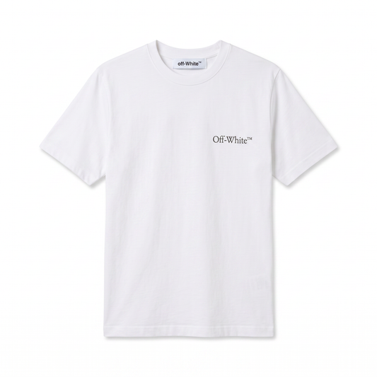 Off-White White Cotton T-Shirt with Arrow Back Print