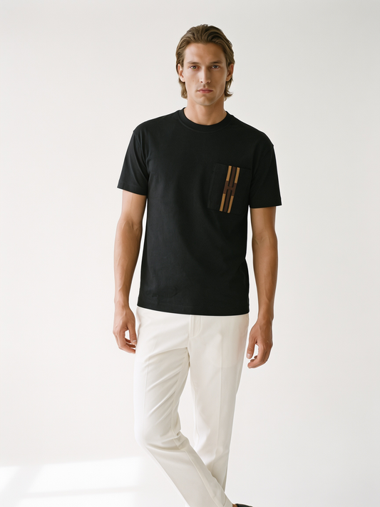 HERMÈS — Embroidered Pocket Cotton T-Shirt — Jet Black