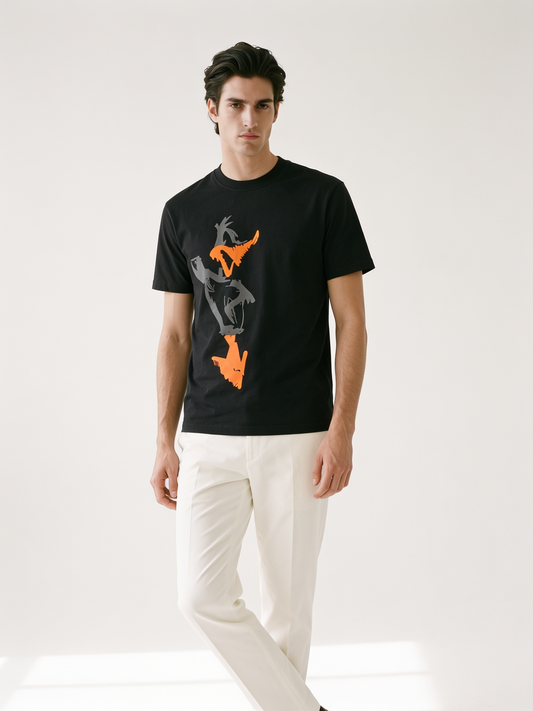 ICEBERG — Signature Graphic Cotton T-Shirt — Jet Black