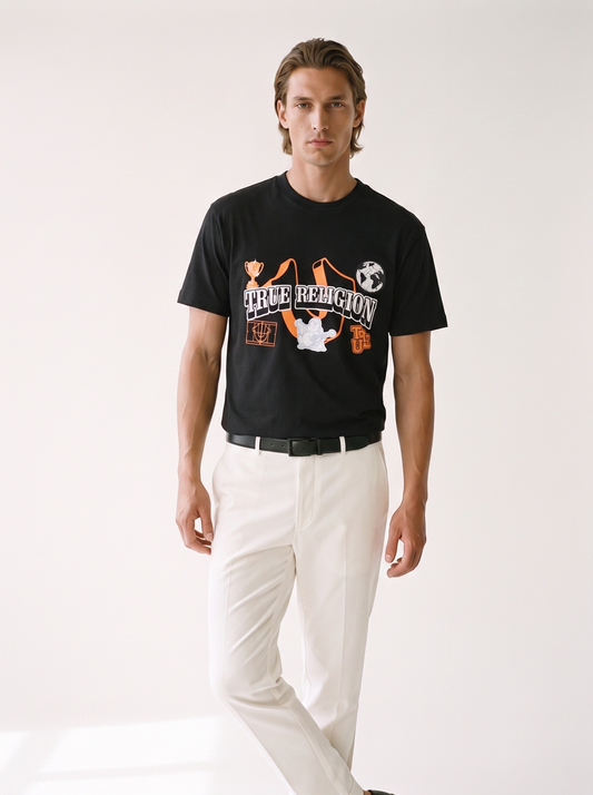 TRUE RELIGION — Collegiate Logo Graphic Black T-Shirt