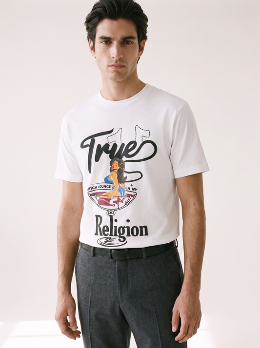 TRUE RELIGION — Pin-Up Graphic White T-Shirt
