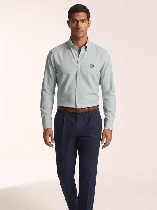 LORO PIANA — Light Blue Long-Sleeve Shirt