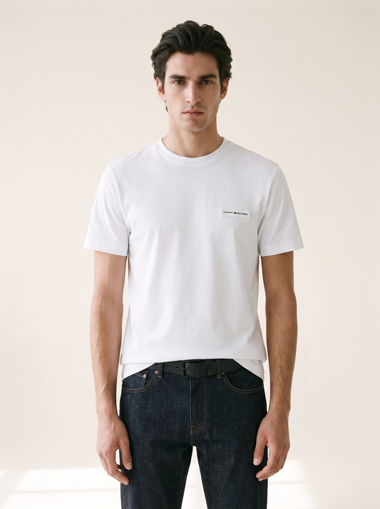 TOMMY HILFIGER — Logo Patch T-Shirt — White