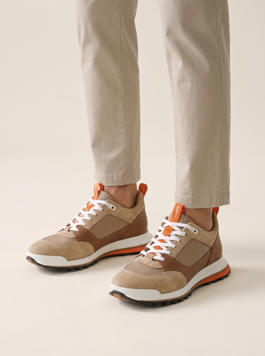 MODEL·HERMÈS — Trail Runner Sneaker — Beige & Tan