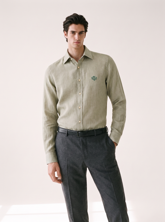 MODEL·LORO PIANA — Sage Heritage Linen Shirt