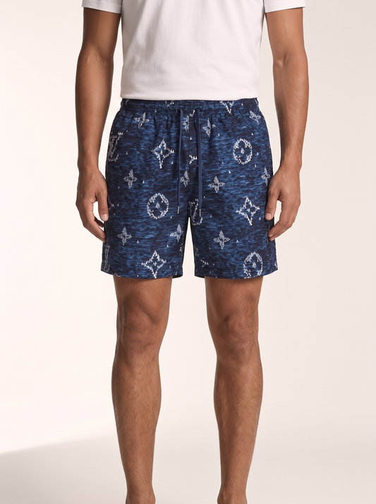 MODEL·LOUIS VUITTON — Monogram Scribble Swim Shorts - Navy