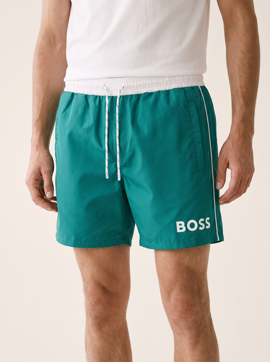 MODEL·HUGO BOSS — Logo Swim Shorts - Teal