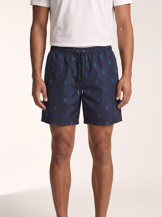 MODEL·LOUIS VUITTON — Monogram Print Swim Shorts - Navy