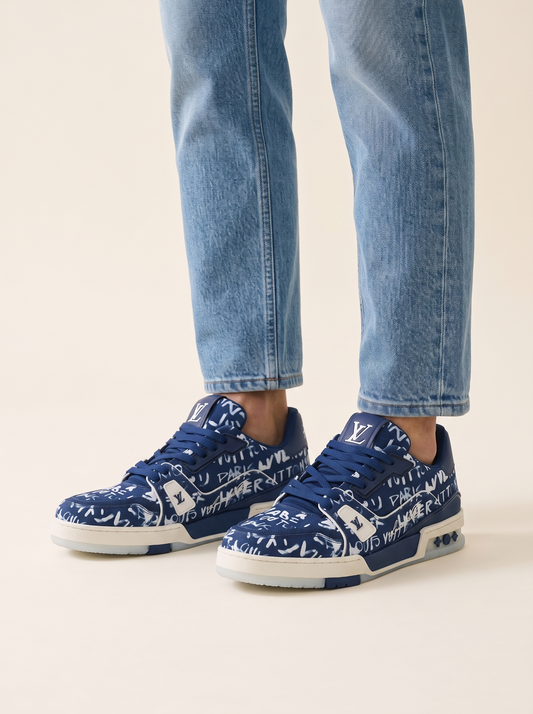 MODEL·BIANCO — Navy Graffiti Monogram Sneaker