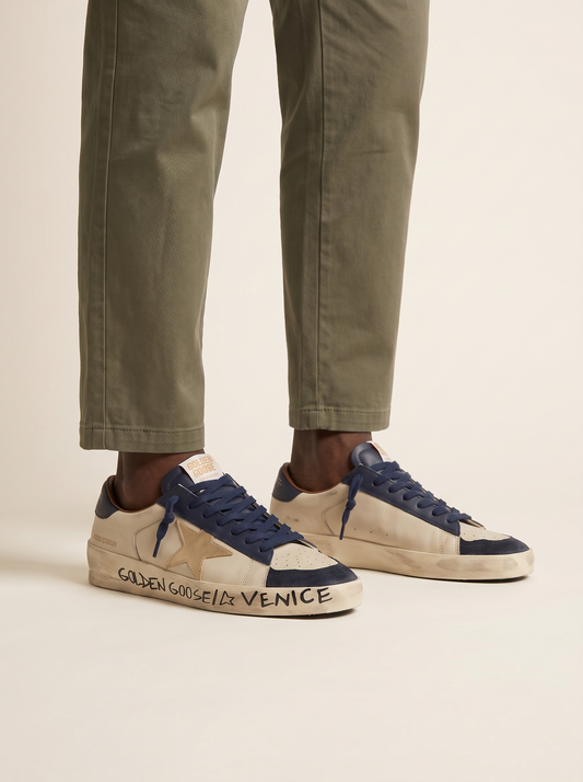 MODEL·BIANCO — Vintage Star Street Sneaker — White Navy Edition