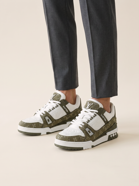 MODEL·BIANCO — White Olive Monogram Chunky Sneaker