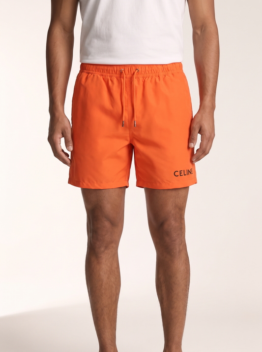 MODEL·CELINE — Logo Swim Shorts - Orange