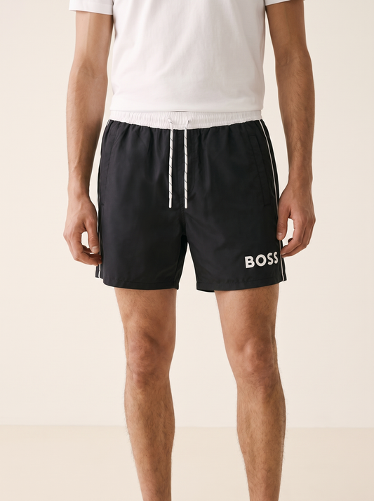 MODEL·HUGO BOSS — Logo Swim Shorts - Black