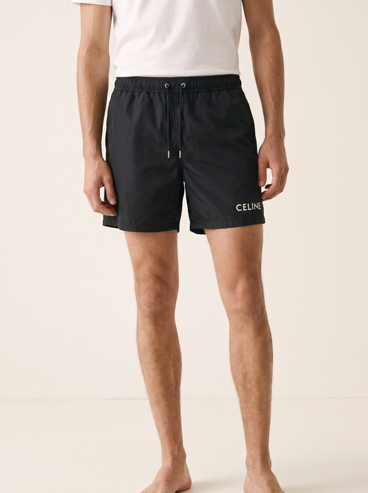 MODEL·CELINE — Logo Swim Shorts - Black